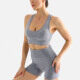 Women's 2 Piece Workout Outfits Sports Bra Seamless Shorts Yoga Gym Activewear Set AB58-1# Gray Clothing Wholesale Market -LIUHUA