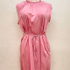 Women's Casual Ruffle Neck Sleeveless Lace Up Plain Short Dress Pink Clothing Wholesale Market -LIUHUA