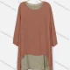 Wholesale Women's Long Sleeve Round Neck Fake Two Piece High Low Hem Plain Tunic 14 Clothing Wholesale Market Liuhua