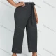 Wholesale Women's Plus Size High Waist Plain Ankle Length Wide Leg Trouser With Belt Dark Gray Clothing Wholesale Market Liuhua