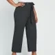 Women's Plus Size High Waist Plain Ankle Length Wide Leg Trouser With Belt Dark Gray Clothing Wholesale Market -LIUHUA
