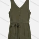 Wholesale Women's Casual Sleeveless Tie Front Patch Pocket Button Up V Neck Romper Army Green Guangzhou Clothing Wholesale Market & Suppliers -LIUHUAMALL