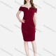Wholesale Woman's Sexy Casual Off Shoulder Ruched Notched Plain Bodycon Dress Red Clothing Wholesale Market Liuhua