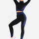 Women's 2 Piece Colorblock Workout Outfits Sports Long Sleeve Top Seamless Leggings Yoga Gym Activewear Set AB31# Navy Clothing Wholesale Market -LIUHUA