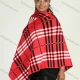 Wholesale Women's Collared Plaid Print Pullover Capes Red Clothing Wholesale Market Liuhua