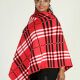 Women's Collared Plaid Print Pullover Capes Red Clothing Wholesale Market -LIUHUA
