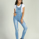 Women's Casual Adjustable Strap Distressed Ripped Skinny Denim Overall Light Blue Clothing Wholesale Market -LIUHUA