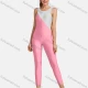 Wholesale Women's Sporty High Stretchy Crew Neck Sleeveless Colorblock Jumpsuit 79 27A Clothing Wholesale Market Liuhua