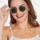 Wholesale Metal Round Frame Solid Lenses Sunglass Gold Clothing Wholesale Market Liuhua