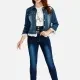 Women's Lace Long Sleeve Denim Jacket With Pocket Skinny Jeans Set Navy Clothing Wholesale Market -LIUHUA