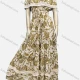 Wholesale Women's Casual Off Shoulder Leaf Print Ruffle Hem Peplum Pleated Maxi Dress	 Green Clothing Wholesale Market Liuhua