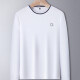 Men's Casual Long Sleeve Multi-color Striped Trim Crew Neck Letter T-shirt 857# White Clothing Wholesale Market -LIUHUA