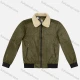 Wholesale Men's Suede Long Sleeve Detachable Fuzzy Collar Bomber Jackets 2997# Olive Drab Clothing Wholesale Market Liuhua