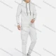Wholesale Men's Casual Hooded Drawstring Flap Pockets Plain Hoodies & Ankle-Tie Pants 2-Piece Set 2232# White Clothing Wholesale Market Liuhua
