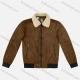 Wholesale Men's Suede Long Sleeve Detachable Fuzzy Collar Bomber Jackets 2997# Brown Clothing Wholesale Market Liuhua