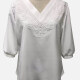 Woman's Casual V Neck Half Sleeve Crochet Splicing Plain Blouses Top White Clothing Wholesale Market -LIUHUA