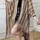 Wholesale Women's Casual Striped Mesh Tassel Trim Hem Scarf Shawl Brown Clothing Wholesale Market Liuhua