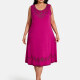 Women's Plus Size Elegant Crew Neck Sleeveless Embroidery Knee Length Tank Dress Deep Pink Clothing Wholesale Market -LIUHUA