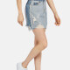 Women's Fashion Plain Ripped Wash Distressed Pocket Splicing Denim Mini Skirts Light Blue Clothing Wholesale Market -LIUHUA
