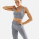 Women's 2 Piece Colorblock Workout Outfits Sports Bra Seamless Leggings Yoga Gym Activewear Set AB58-3# Gray Clothing Wholesale Market -LIUHUA
