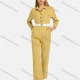 Wholesale Women's Long Sleeve Buttons Pockets Belted Sttiching Jumpsuit Banana Yellow Clothing Wholesale Market Liuhua