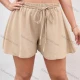 Wholesale Women's Casual Elastic Waist Lace Up Plain Shorts AY243# Khaki Clothing Wholesale Market Liuhua