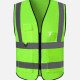 High Visibility Zipper Front Safety Vest With Reflective Strips and Pockets Fluorescent Green Clothing Wholesale Market -LIUHUA