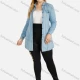 Wholesale Women's Casual Long Sleeve Flap Pocket Button Front Long Denim Shirt Light Blue Clothing Wholesale Market Liuhua