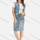 Wholesale Women's Casual Fitted Ripped Distressed Frayed Button Down Denim Vest With Pocket Light Blue Clothing Wholesale Market Liuhua