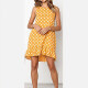 Women's Casual Sleeveless Polka Dots Print Crew Neck Ruffle Hem Short Tank Dress Yellow Clothing Wholesale Market -LIUHUA