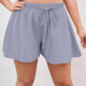 Women's Casual Elastic Waist Lace Up Plain Shorts AY243# 4# Clothing Wholesale Market -LIUHUA