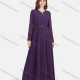 Wholesale Women's Chiffon Plain V Neck Long Sleeve Pleated Dress With Belt Purple Clothing Wholesale Market Liuhua
