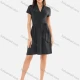 Wholesale Women's V Neck Wrap High Waist A-Line Short Dress With Belt Black Clothing Wholesale Market Liuhua