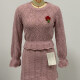 Women's Casual 2 Piece Plain Knit Long Sleeve Top With Skirt Set Pink Clothing Wholesale Market -LIUHUA