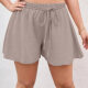 Women's Casual Elastic Waist Lace Up Plain Shorts AY243# 6# Clothing Wholesale Market -LIUHUA