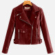 Women's Casual Lapel Zipper Pockets Crop Leather Plain Jacket 30# Clothing Wholesale Market -LIUHUA