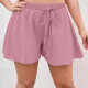 Women's Casual Elastic Waist Lace Up Plain Shorts AY243# 8# Clothing Wholesale Market -LIUHUA