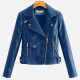Women's Casual Lapel Zipper Pockets Crop Leather Plain Jacket 57# Clothing Wholesale Market -LIUHUA