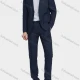 Wholesale Men's Linen Casual Slim Fit Lapel Plain Two Buttons Pocket 2 Pieces Suit Set Navy Clothing Wholesale Market Liuhua