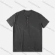 Wholesale Men's Plain Round Neck Button Front Short Sleeve Henry Shirt Gray Clothing Wholesale Market Liuhua