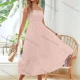 Wholesale Women's Casual Square Neck Ruffle Trim Shirred Plain Cami Midi Dress AY234# 17# Clothing Wholesale Market Liuhua