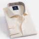 Men's Formal Collared Long Sleeve Button Down Plain Texture Shirt Cream Clothing Wholesale Market -LIUHUA
