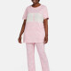 Women's Casual Lounge Short Sleeve Leaf Heart Print Splicing Colorblock T-shirt & Pant Pajamas Sets Light Pink Clothing Wholesale Market -LIUHUA