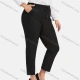 Wholesale Women's Plus Size Casual High Elastic Allover Print Stright-leg Pants With Drawstring Black Clothing Wholesale Market Liuhua