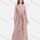 Wholesale Women's Chiffon Plain Long Sleeve Ruffle Wrap Hem Maxi Dress With Belt Pink Clothing Wholesale Market Liuhua