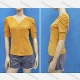 Wholesale Women's Casual V Neck Short Sleeve Button Front Knit Plain Tops Yellow Clothing Wholesale Market Liuhua