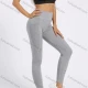 Wholesale Women's Sporty High Waist Plain Topstitch Sewing Mesh Pocket Workout Leggings Light Gray Clothing Wholesale Market Liuhua