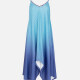 Women's Striped Gradient Handkerchief Knitted Cami Dress Blue Clothing Wholesale Market -LIUHUA