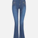 Women's Casual Sequin Pockets Flare Long Jean Blue Clothing Wholesale Market -LIUHUA