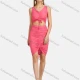 Wholesale Women's V Neck Solid Ruched Lace Up Slim Crop Top& Skirt Set Soft red Clothing Wholesale Market Liuhua